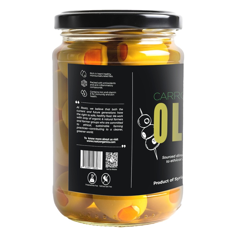 Stuffed Green Olives with Carrot – 500g | Premium Mediterranean Olives in Cold-Pressed Oil