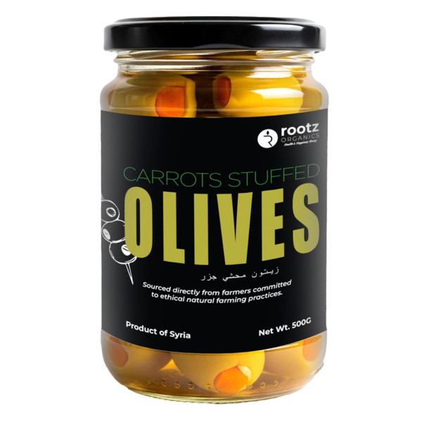 Image of Stuffed Green Olives with Carrot – 500g | Premium Mediterranean Olives in Cold-Pressed Oil