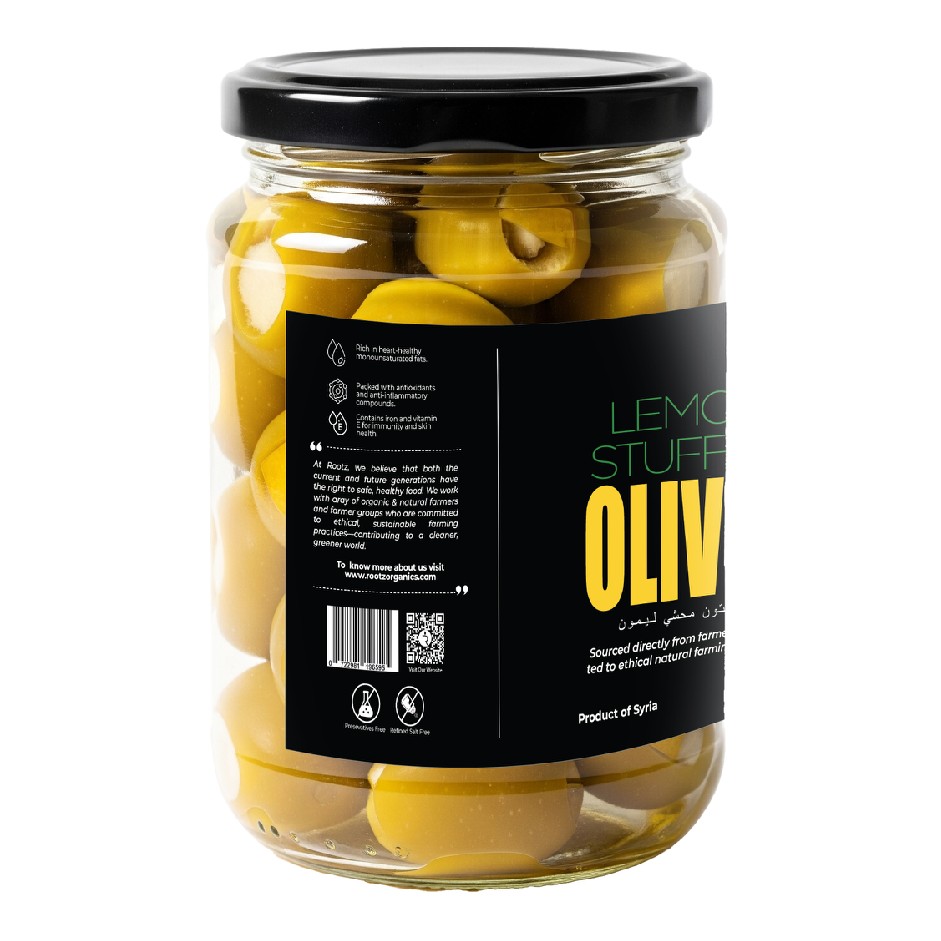 Stuffed Green Olives with Lemon – 500g | Premium Mediterranean Olives in Cold-Pressed Oil