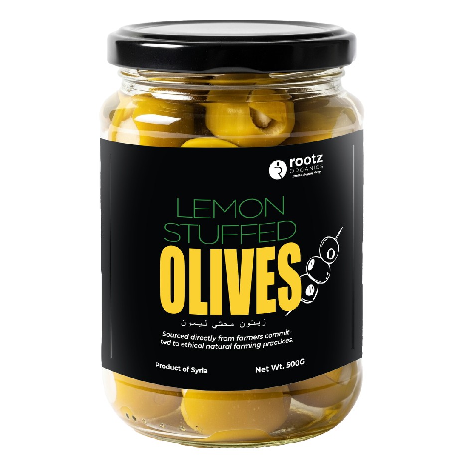 Stuffed Green Olives with Lemon – 500g | Premium Mediterranean Olives in Cold-Pressed Oil