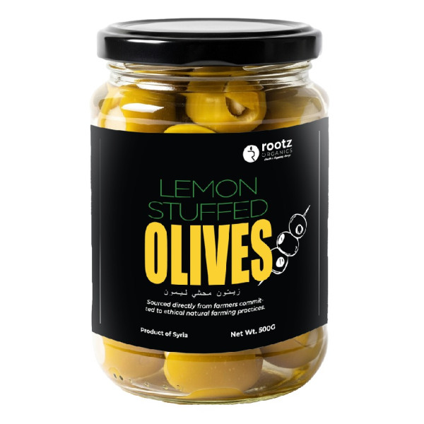 Image of Stuffed Green Olives with Lemon – 500g | Premium Mediterranean Olives in Cold-Pressed Oil