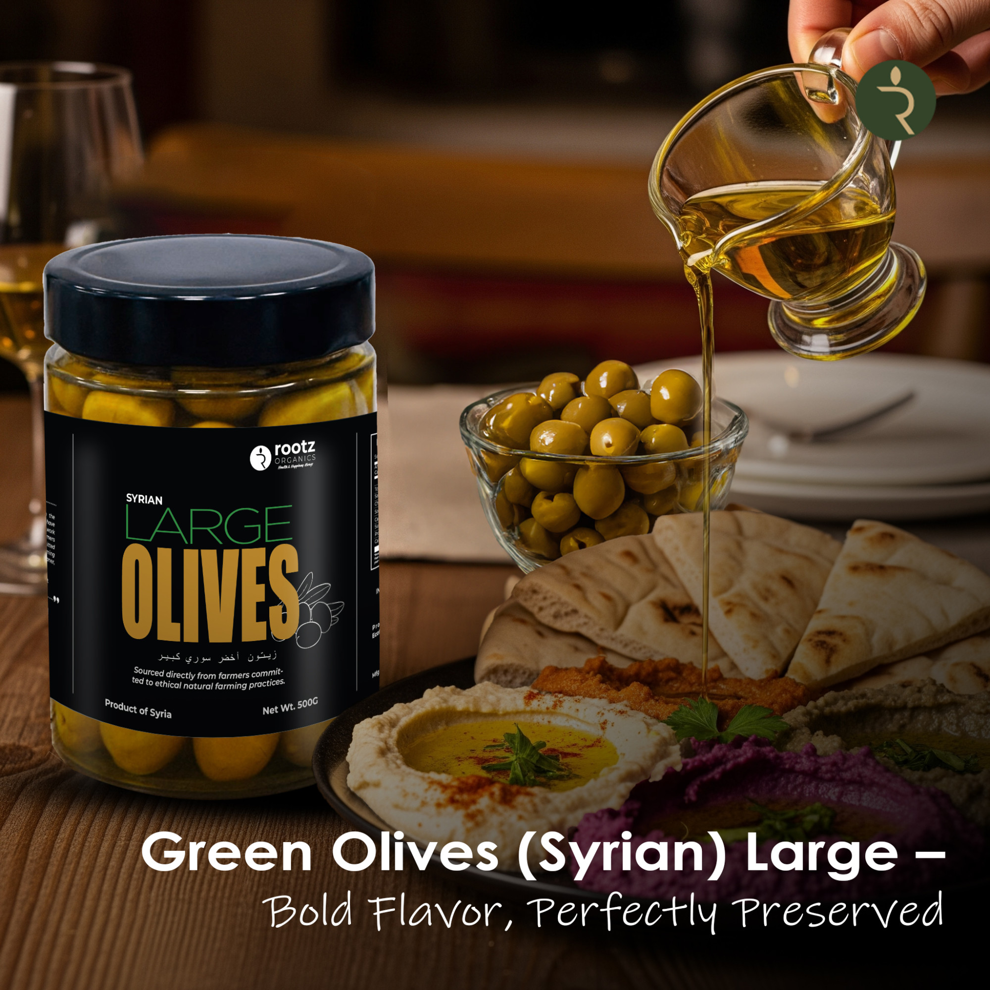 Green Olives – Large Size, 500g | Traditional Salt-Cured | Authentic Levantine Taste