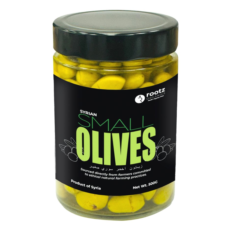 Green Olives – Small Size, 500g | Traditional Brine-Cured | Authentic Levantine Taste