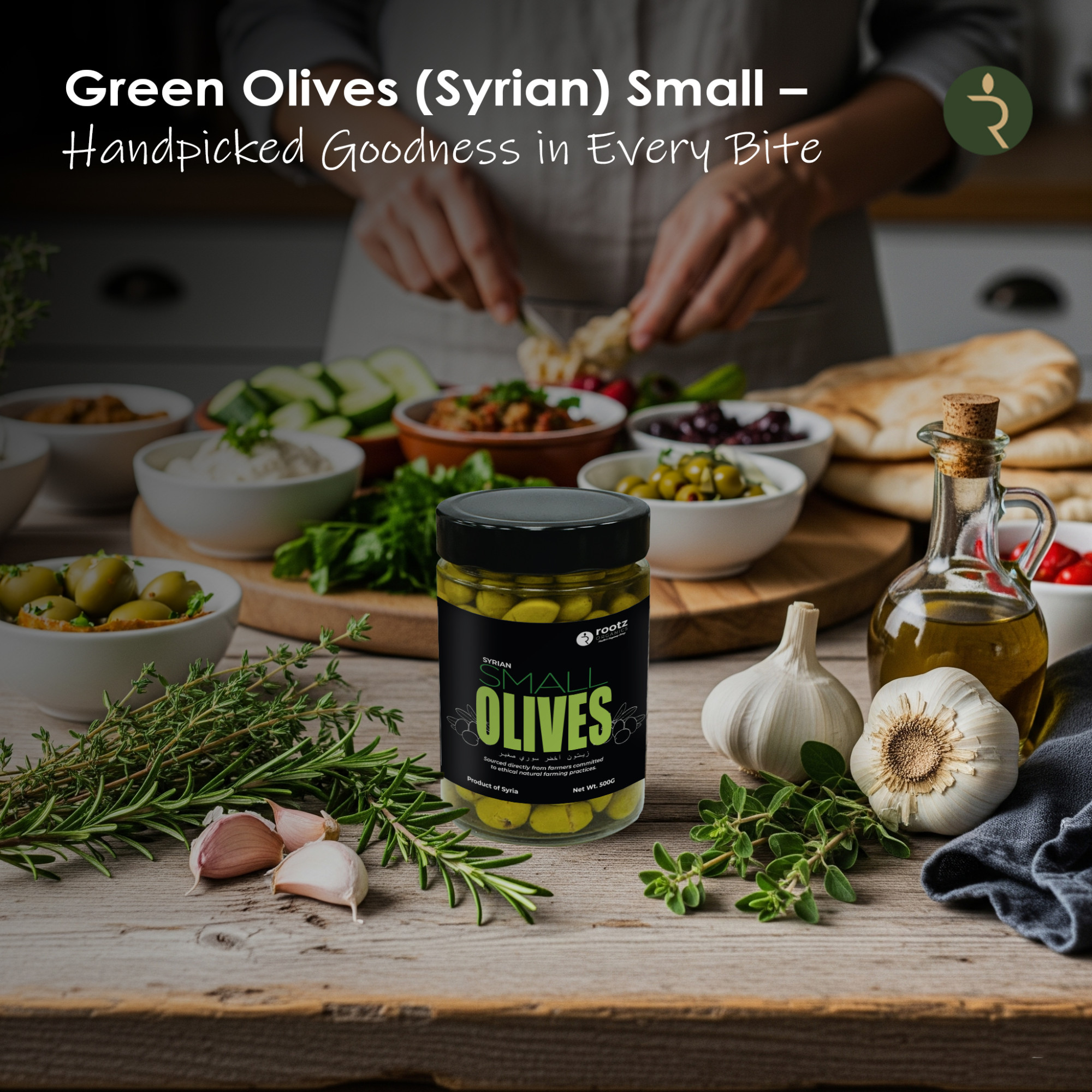 Green Olives – Small Size, 500g | Traditional Brine-Cured | Authentic Levantine Taste