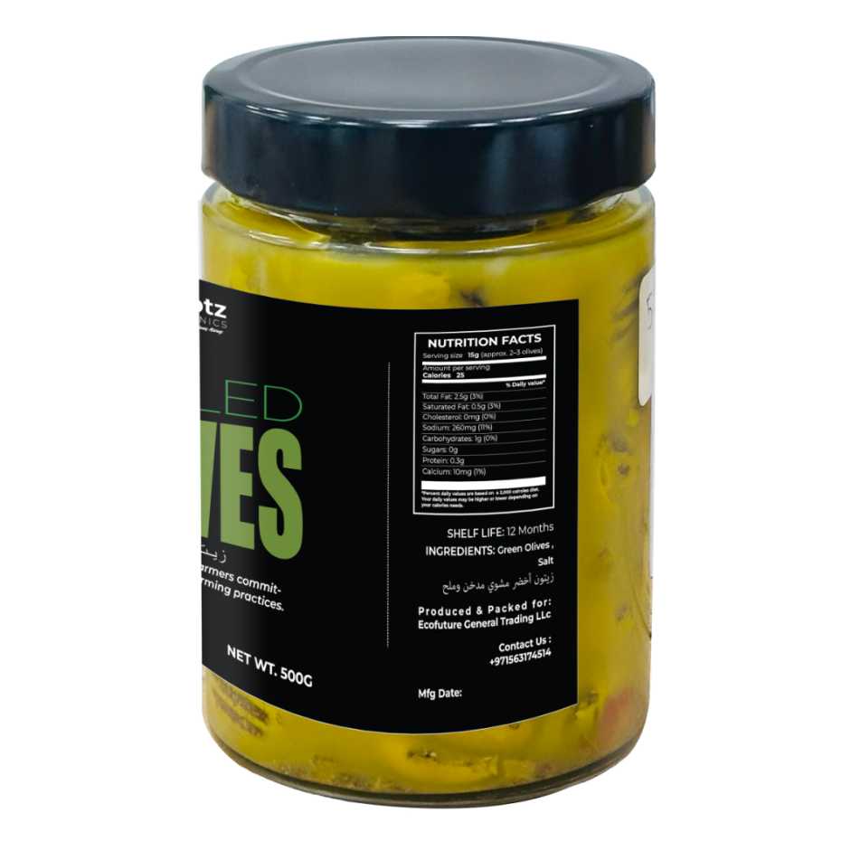 Grilled Green Olives – 500g | Chargrilled & Salted | Smoky Mediterranean Flavour