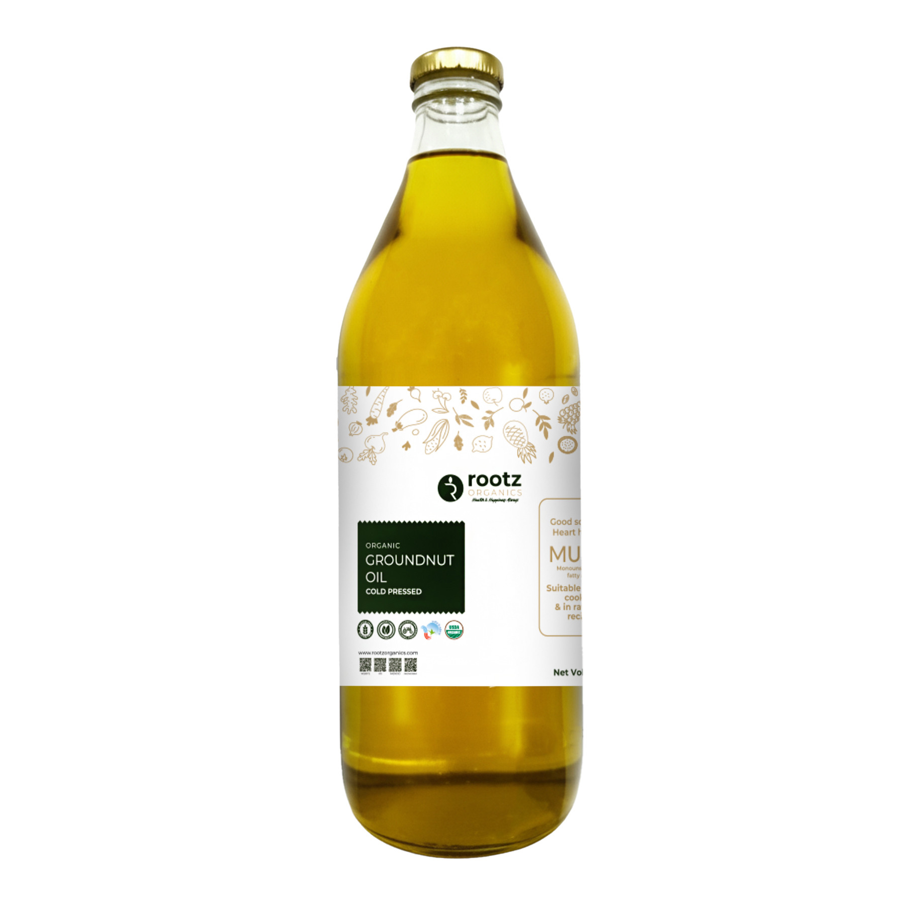 Organic Cold Pressed Groundnut Oil - 1lt