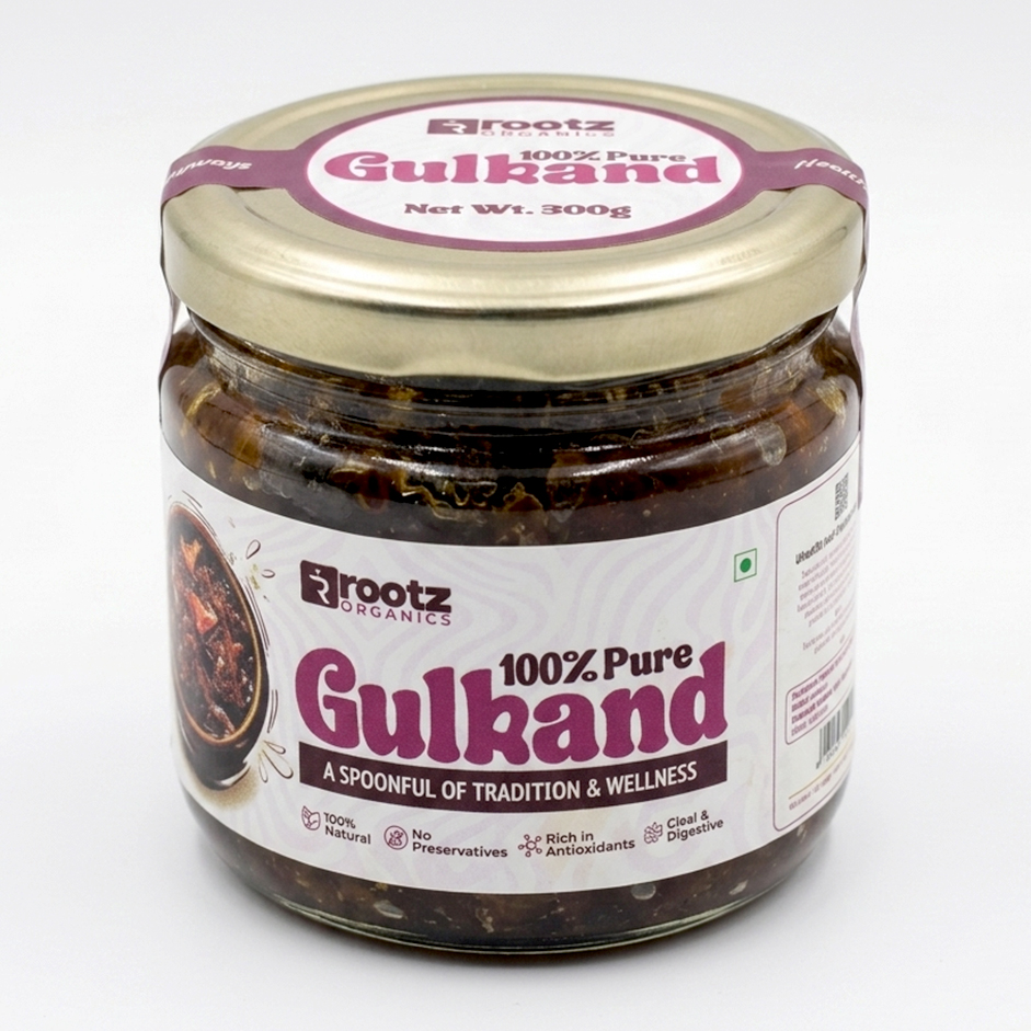 Rootz Organics Premium Gulkand 300g – Natural Rose Petal Preserve | Cooling Digestive & Ayurvedic Sweet | UAE