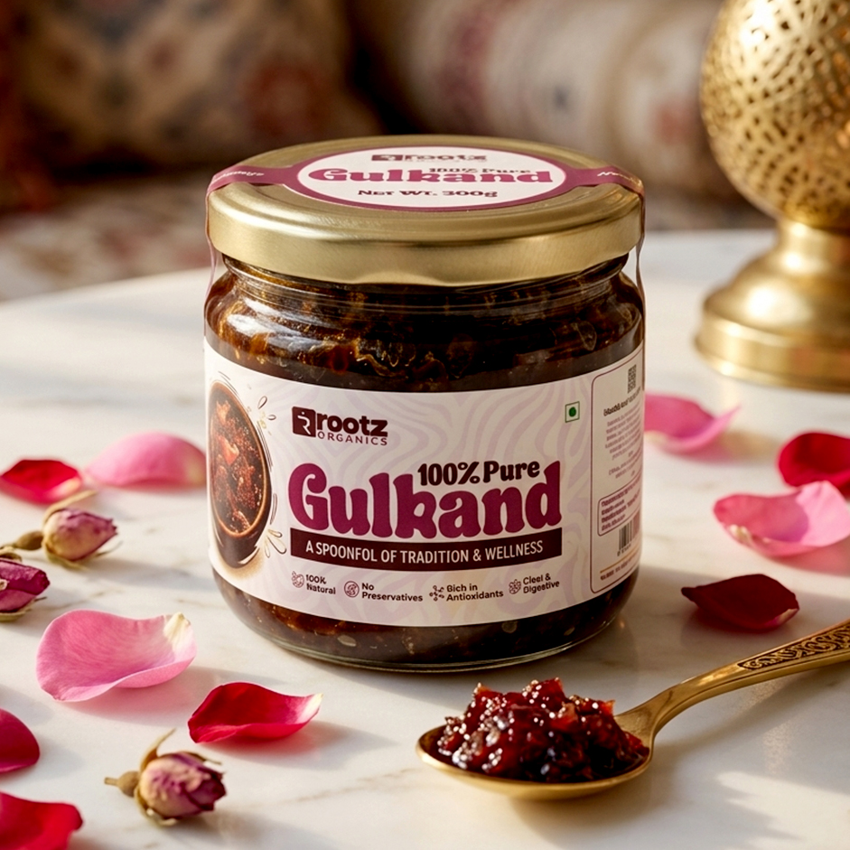 Rootz Organics Premium Gulkand 300g – Natural Rose Petal Preserve | Cooling Digestive & Ayurvedic Sweet | UAE