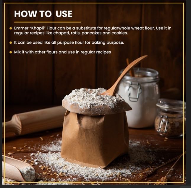 Organic Long Wheat Emmer Flour (Khapli Flour) - 2Kg