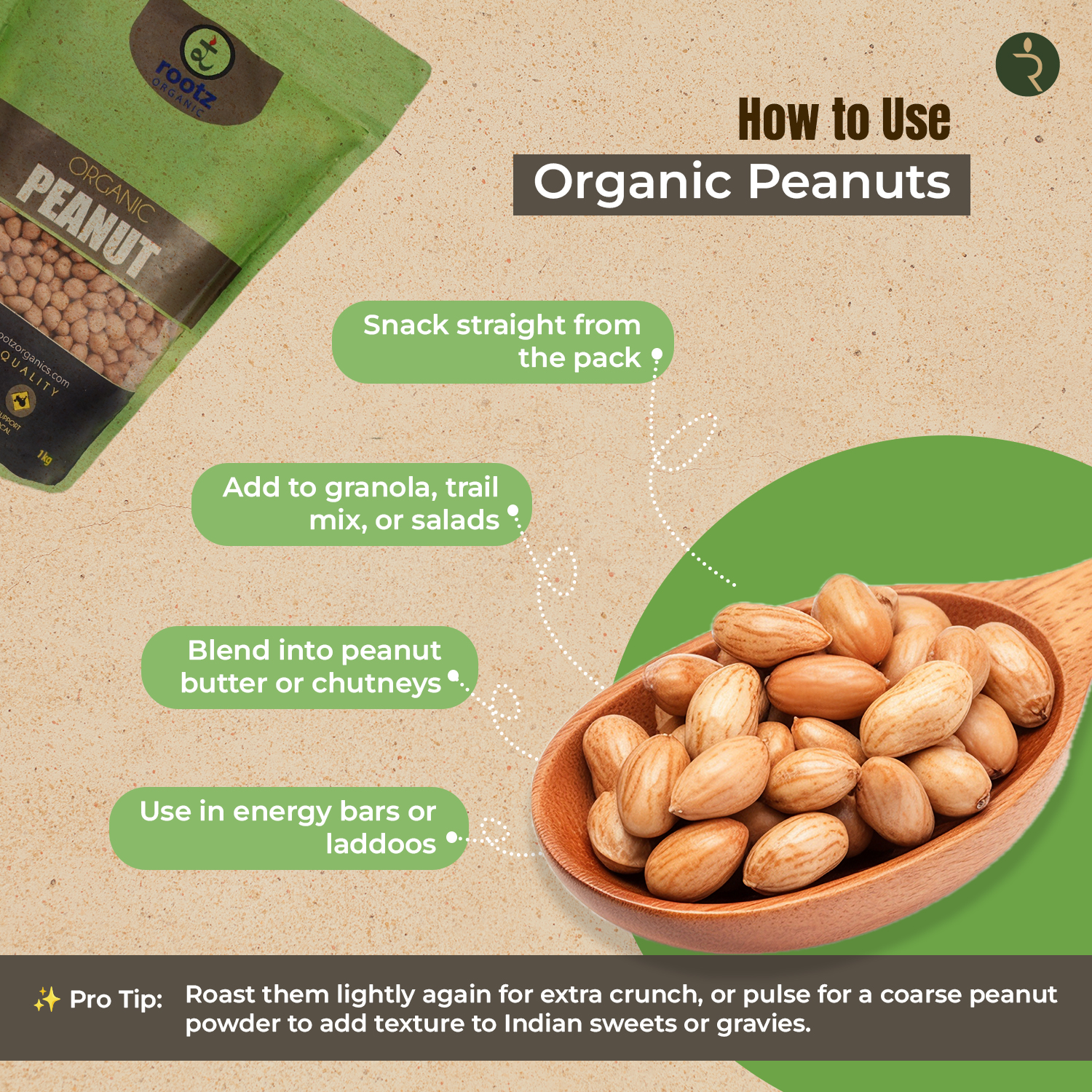 Organic Peanut 1 KG  by Rootz Organics