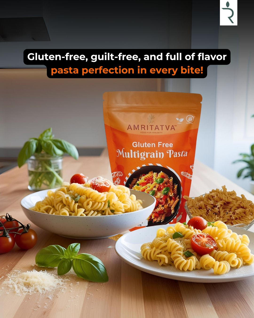 Amritatva Gluten-Free Multigrain Pasta with Spicy Seasoning and Oyster Mushroom Chunks 200gm by Rootz Organics