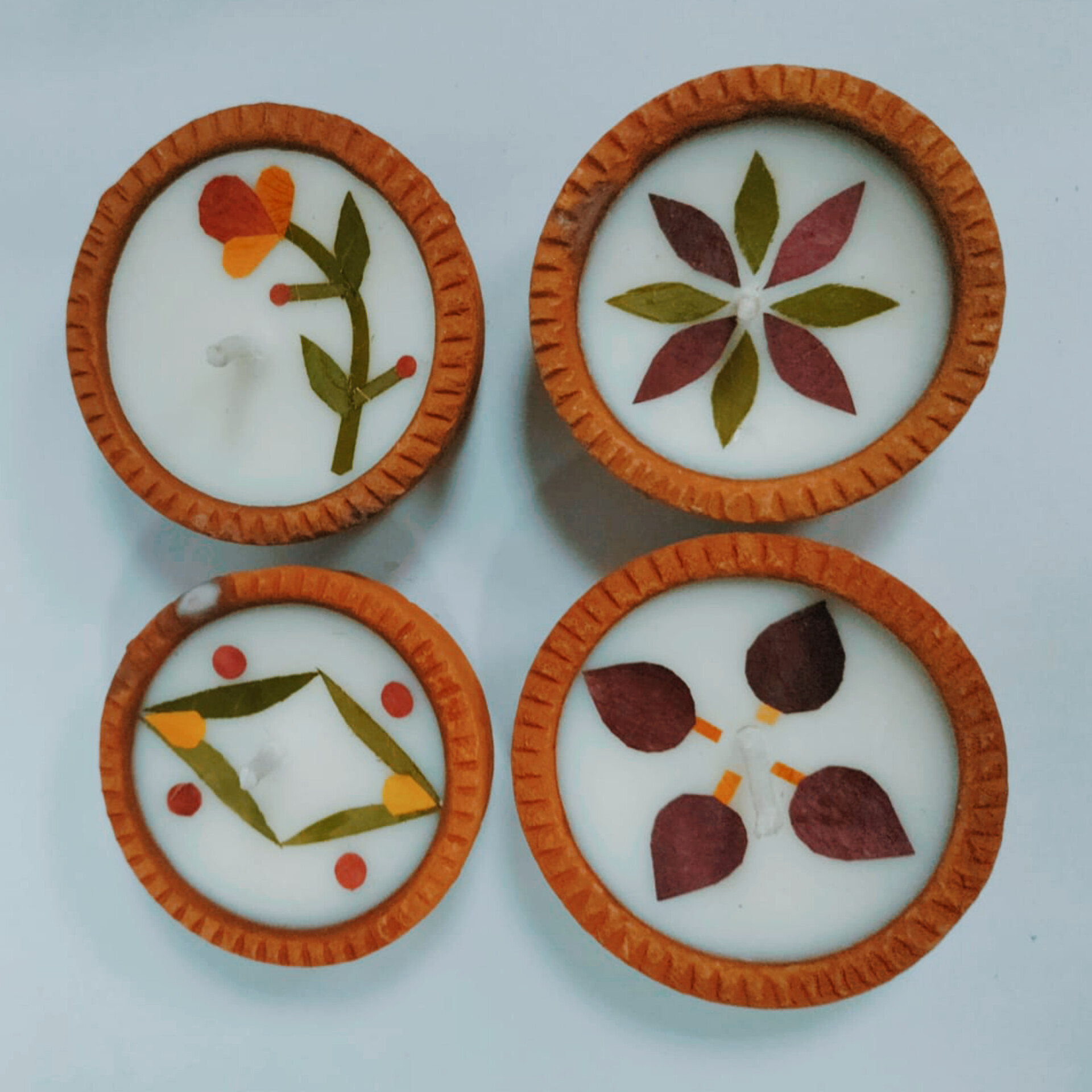 Handmade Soy Wax Diya - Pack of 4