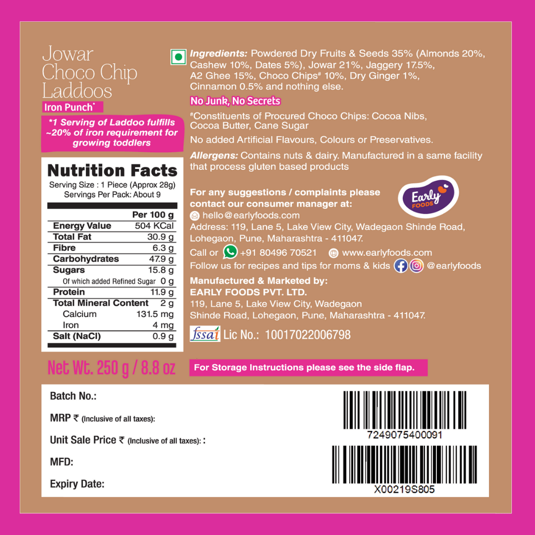 Early Foods -Jowar Choco Chip Laddoo