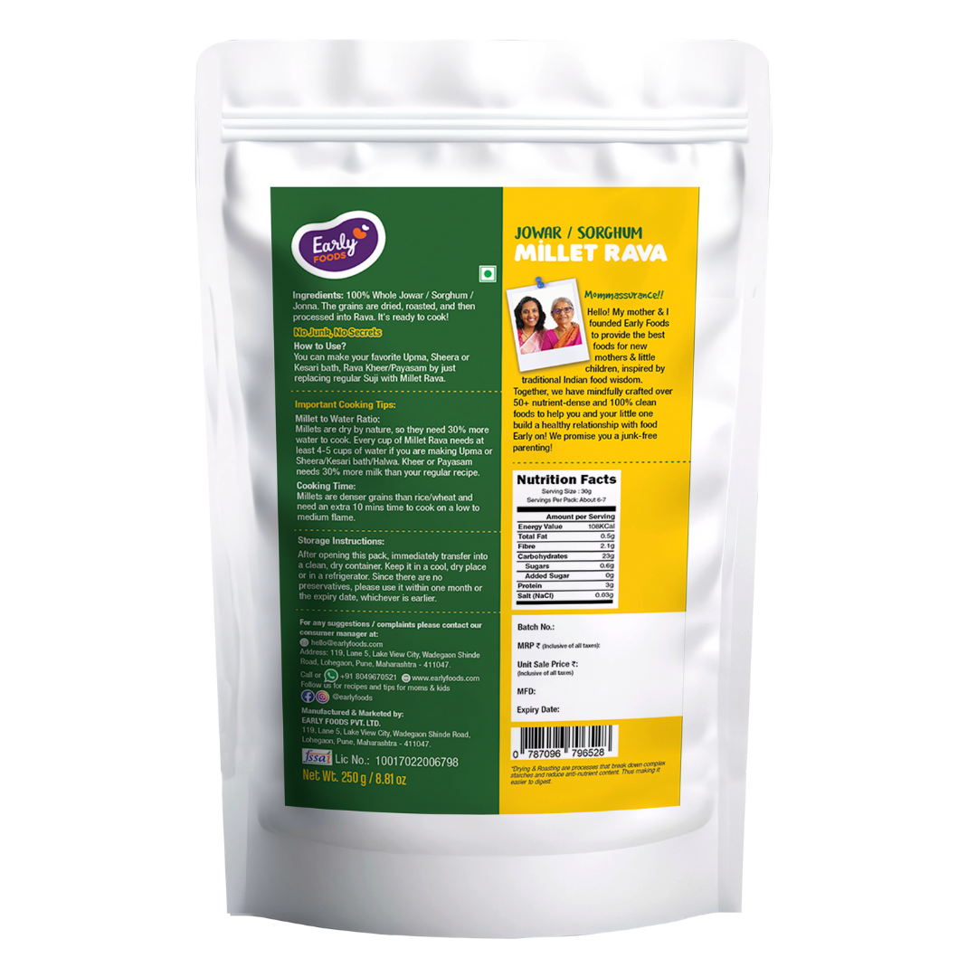 Early Foods-Jowar/sorghum millet rava 190gm