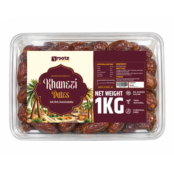 Image of Premium Khanezi Dates 1Kg– Dark, Soft &amp; Naturally Sweet Dates from UAE