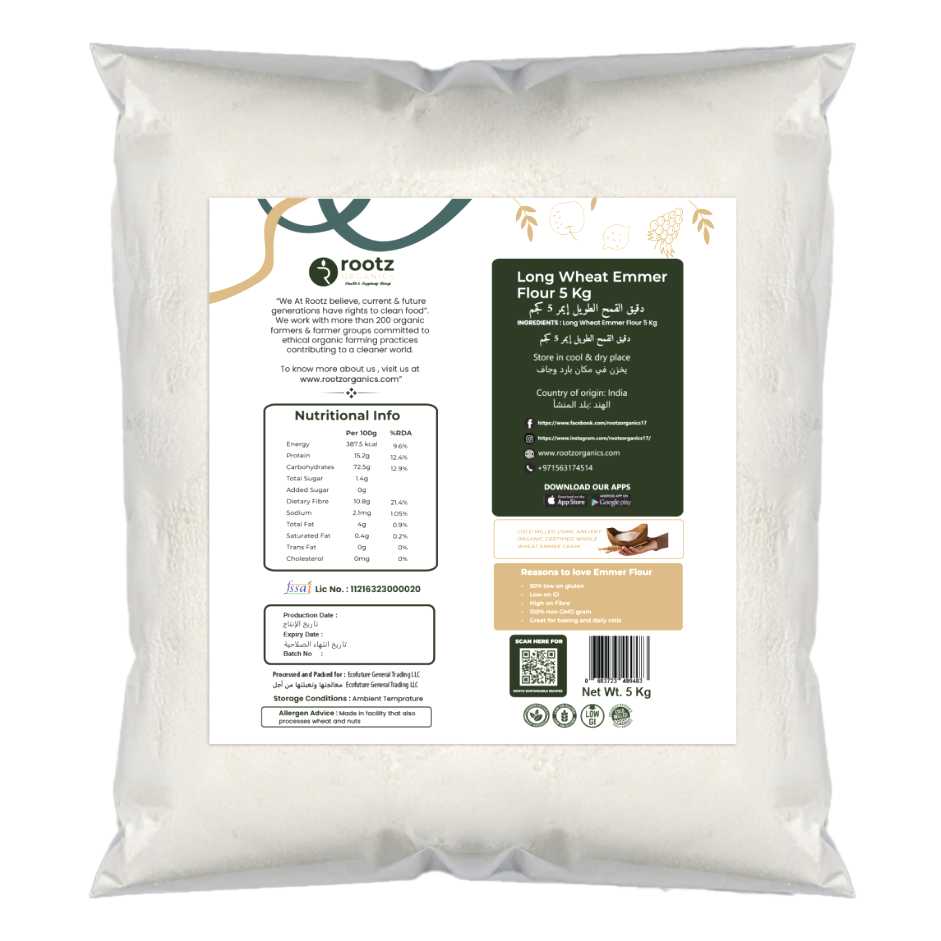 Organic Long Wheat Emmer (Khapli) Flour 5kg