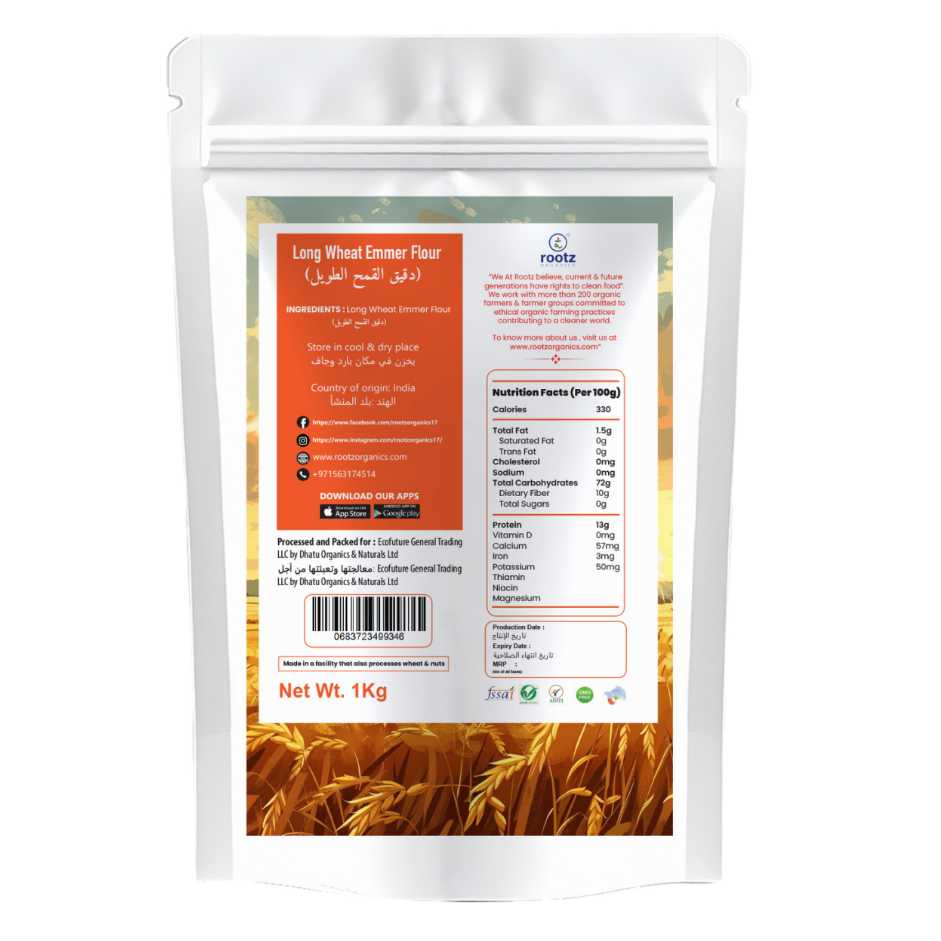 Organic Long Wheat Emmer Flour (Khapli Flour) 1kg