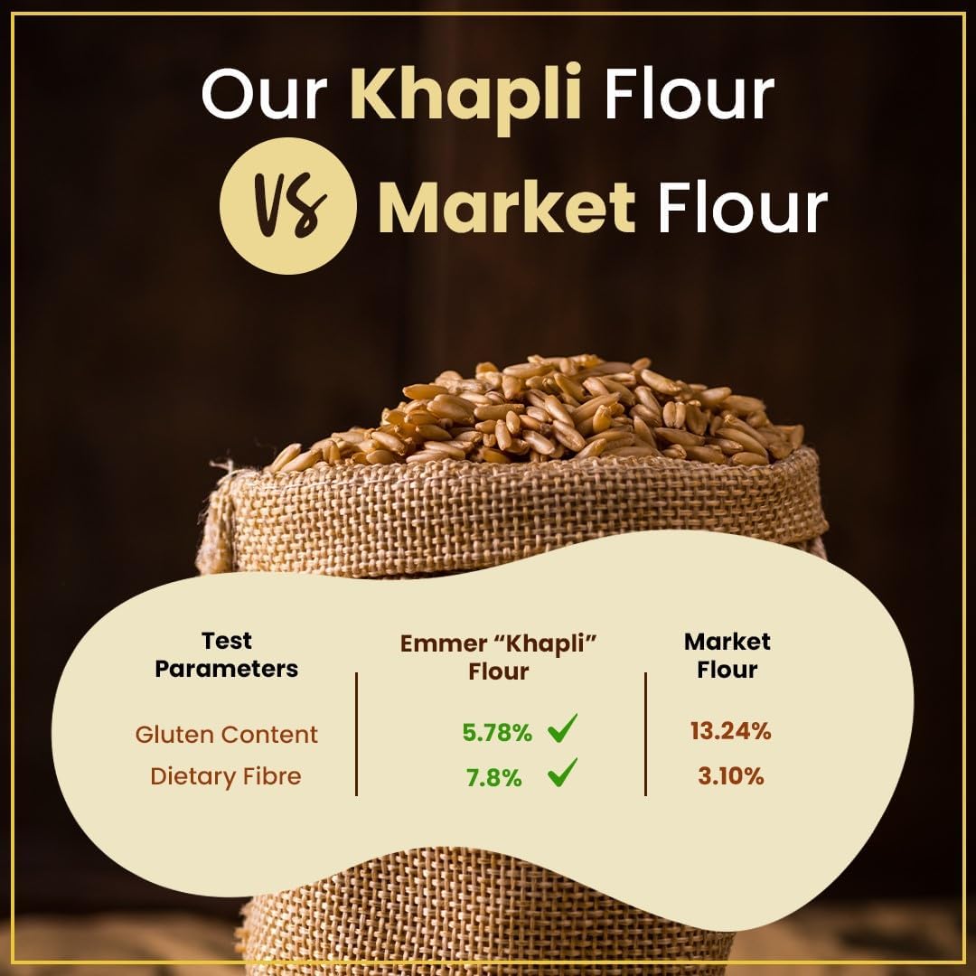 Organic Long Wheat Emmer Flour (Khapli Flour) 1kg