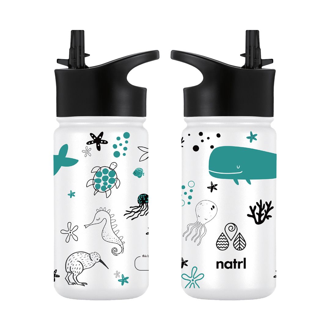 Natrl kiddo stainless steel multi-use bottle 330ml by Rootz Organics