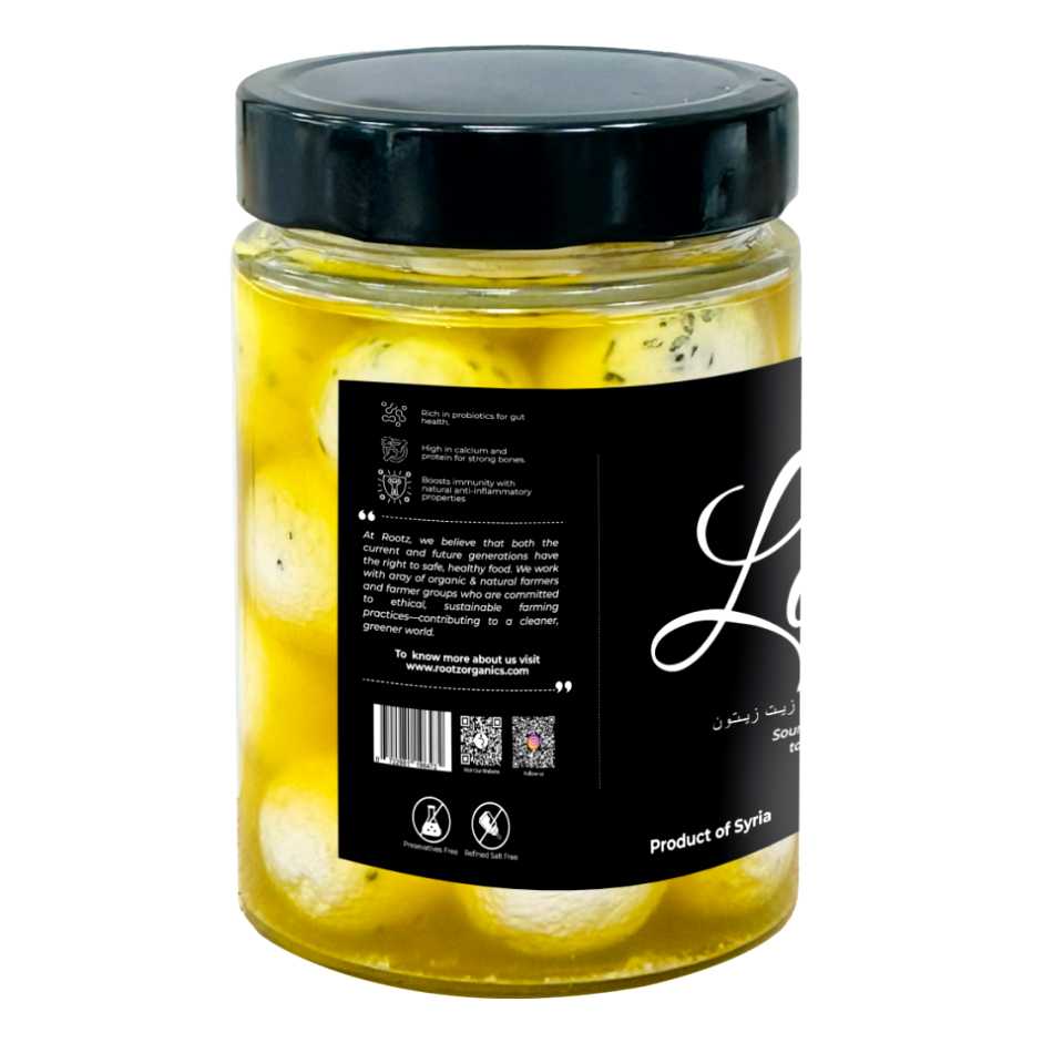 Fresh Labneh Balls with Nigella Seeds (Blackseed) in Olive Oil – 500g | Locally Made in UAE | Preservative-Free