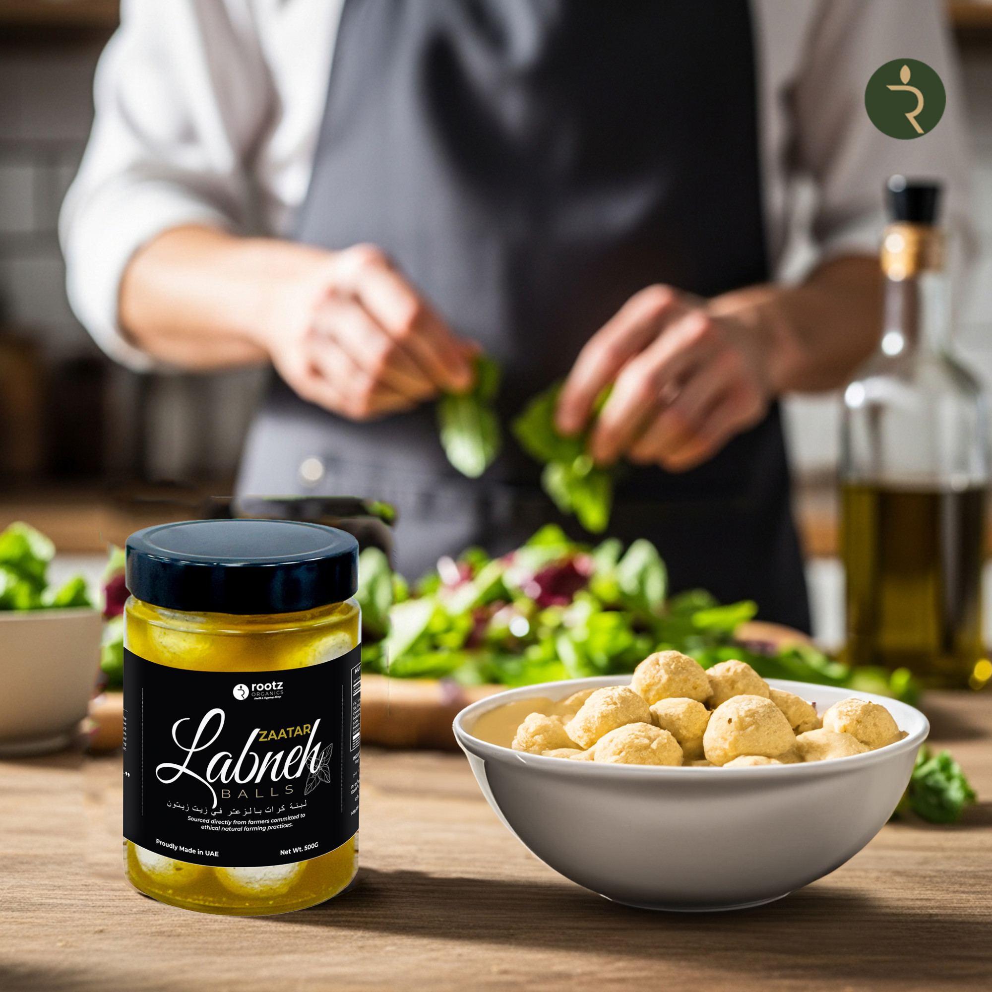 Fresh Labneh Balls with Zaatar in Olive Oil – 500g | Locally Made in UAE