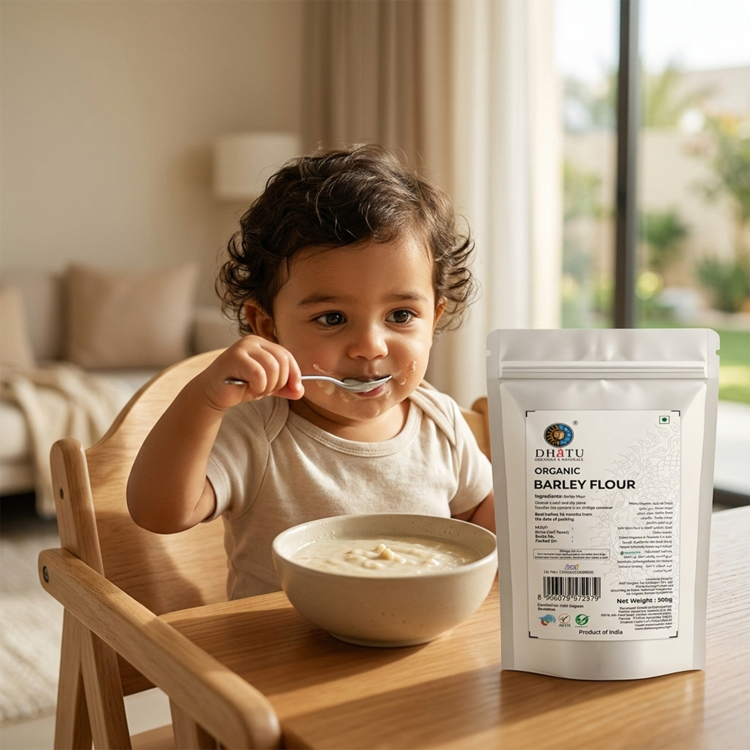 Dhatu By Rootz Organics Barley Flour 500G Organic, Non-GMO, Raw, Vegan, Halal, Barley Flour Powder Organic, Jau Atta, Great For Baking