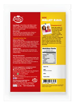 Early Foods-Little millet rava 250gm