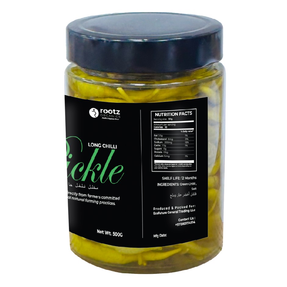 Traditional Long Green Chilli Pickles – 500g | Naturally Fermented