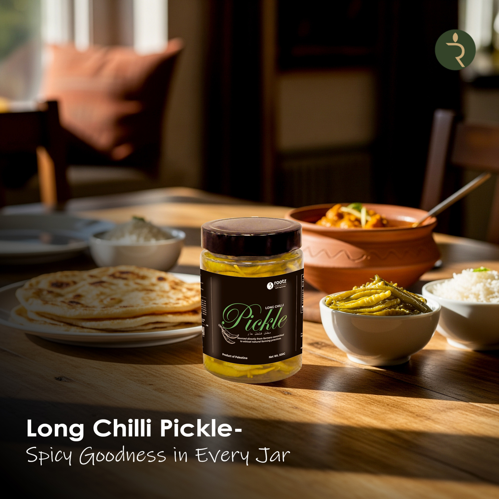 Traditional Long Green Chilli Pickles – 500g | Naturally Fermented