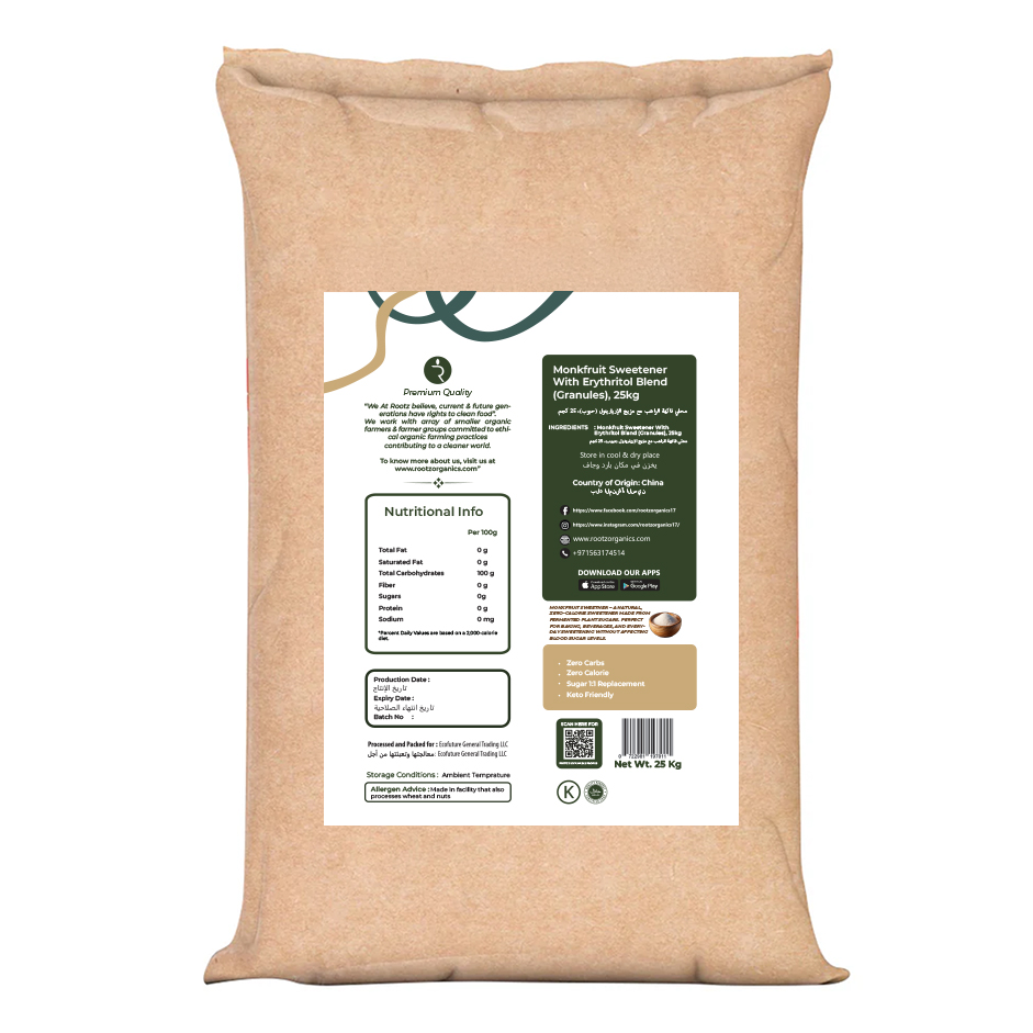 Monkfruit Sweetener With Erythritol Blend (Granules), 25kg