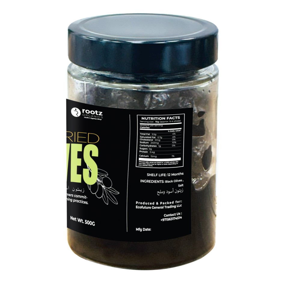 Sundried Moroccan Black Olives – 500g | Naturally Cured with Salt | Authentic Mediterranean Taste