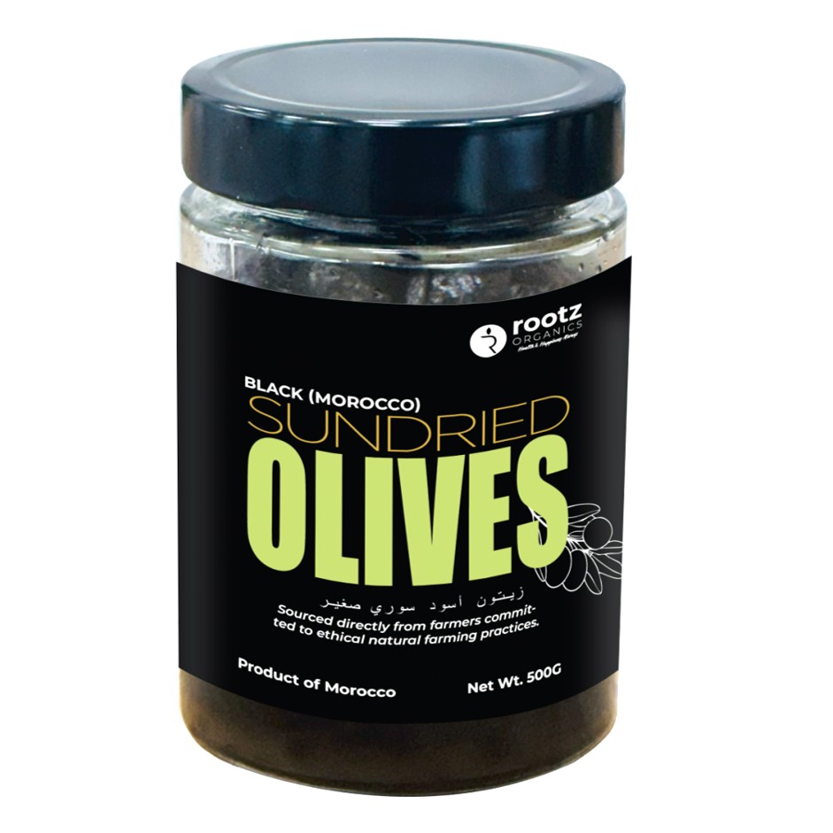 Sundried Moroccan Black Olives – 500g | Naturally Cured with Salt | Authentic Mediterranean Taste
