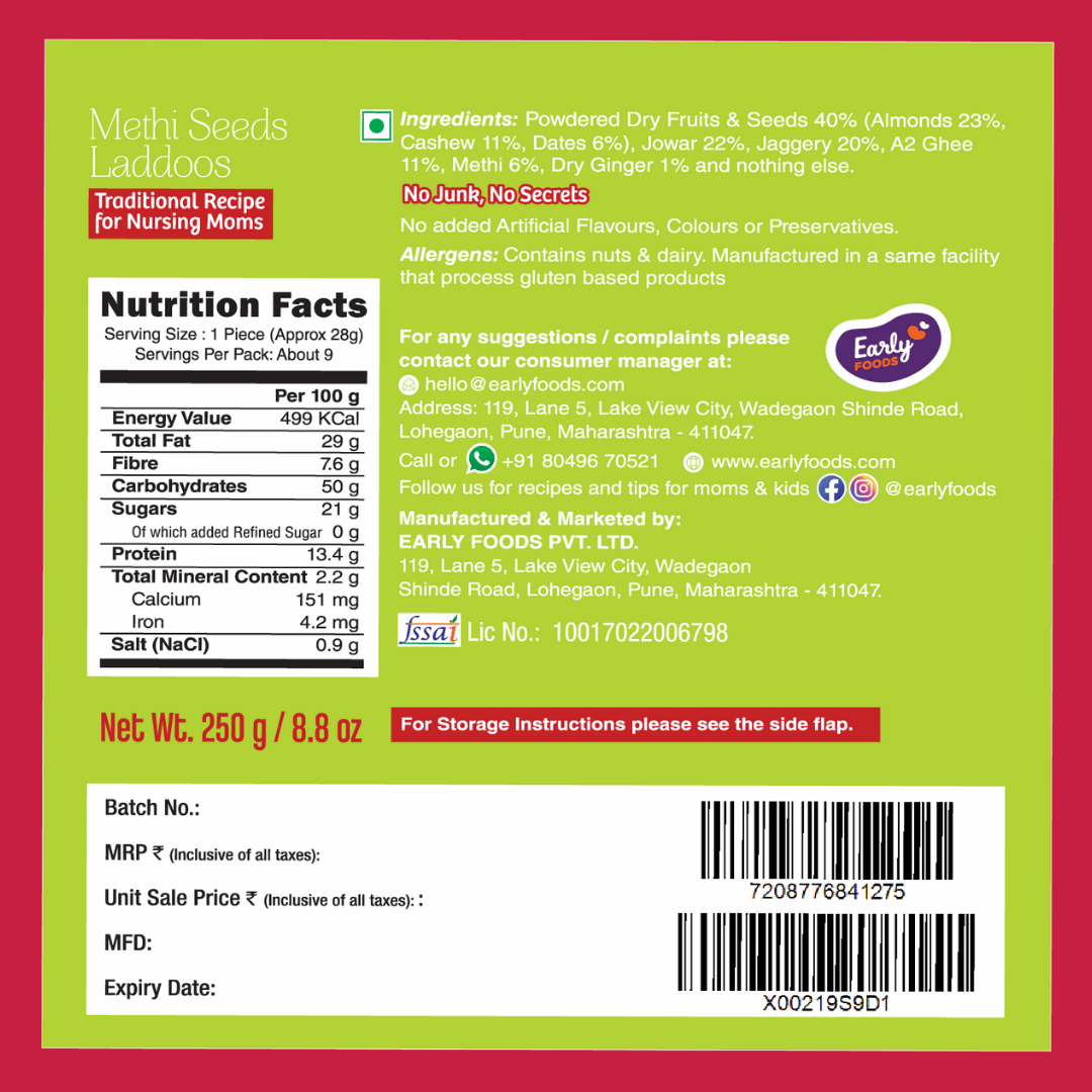 Early Foods -Methi Seeds Laddoos