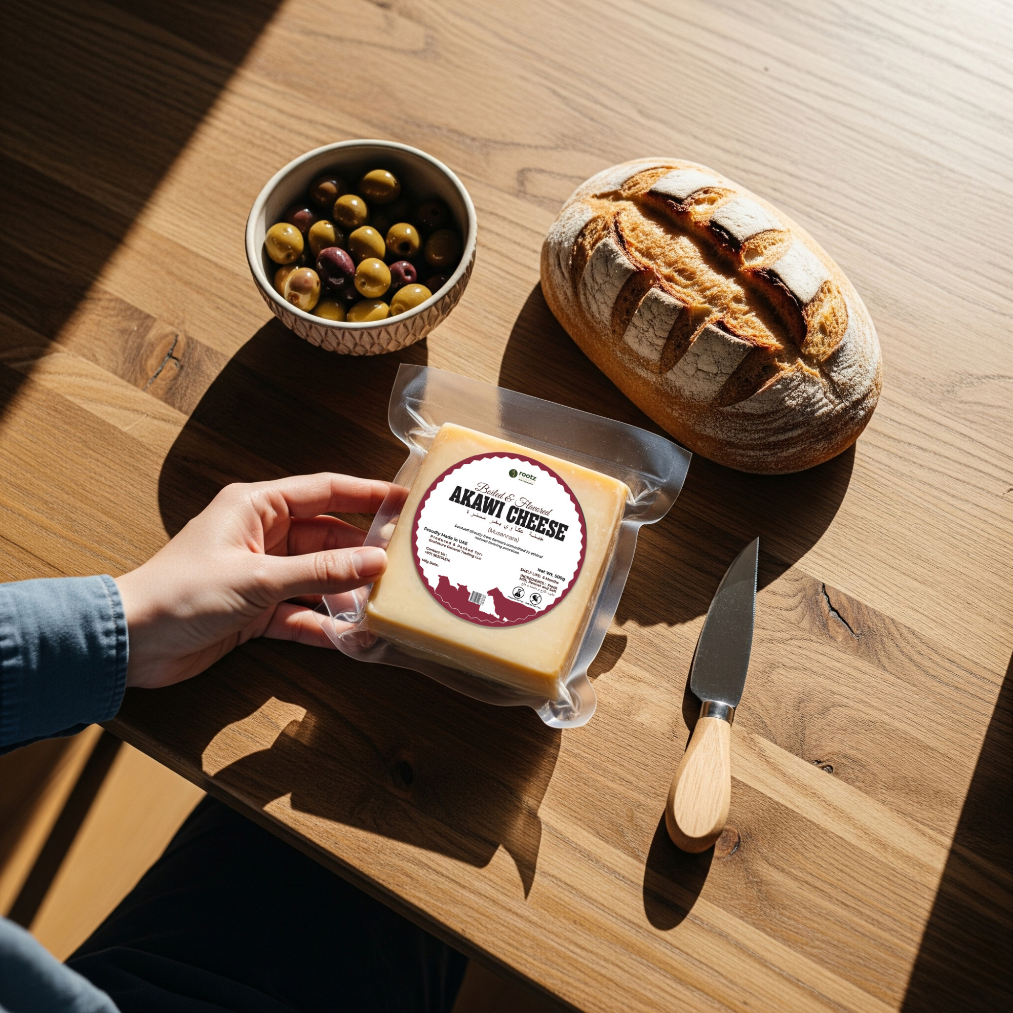 Pasteurised Akawi Cheese (Musannara) – Plain Flavour | Traditional White Arabic Cheese – 500g