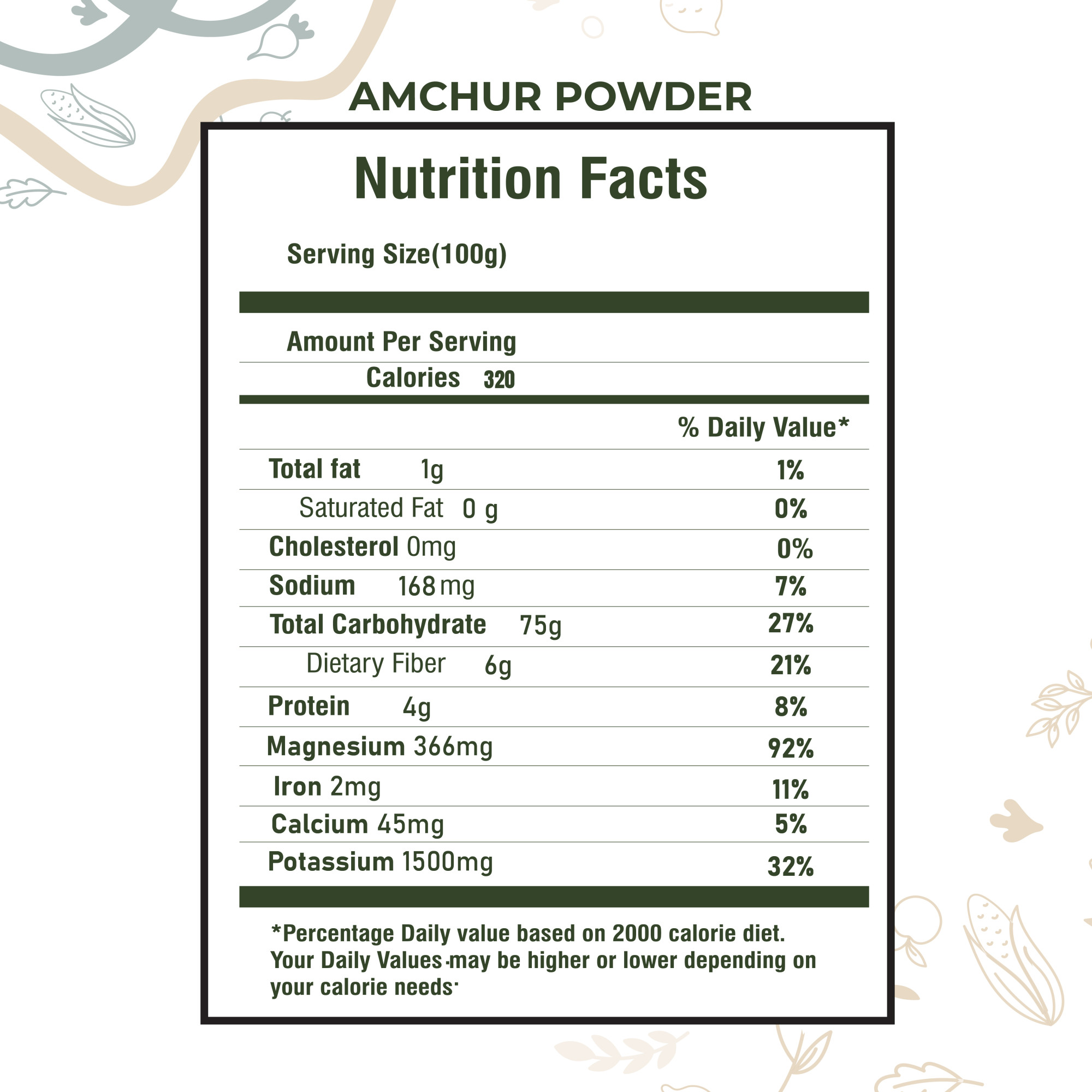 Organic Amchur Powder (dry mango powder) 100g