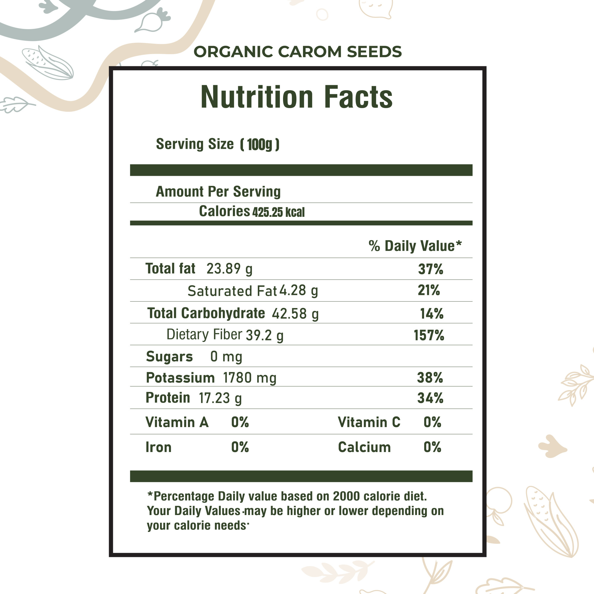 Organic Ajwain (Carom seeds) 250g