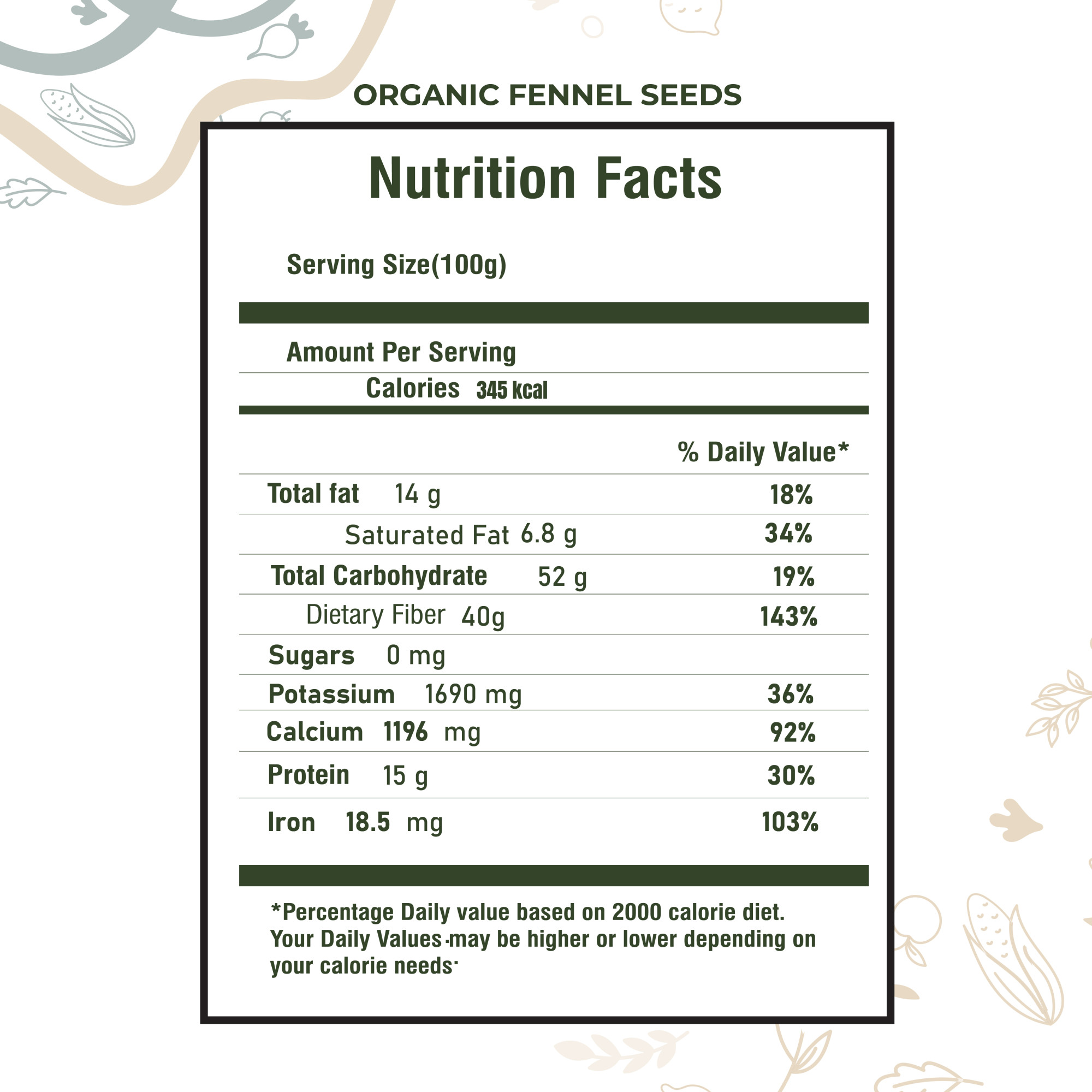 Organic Fennel seeds 250g