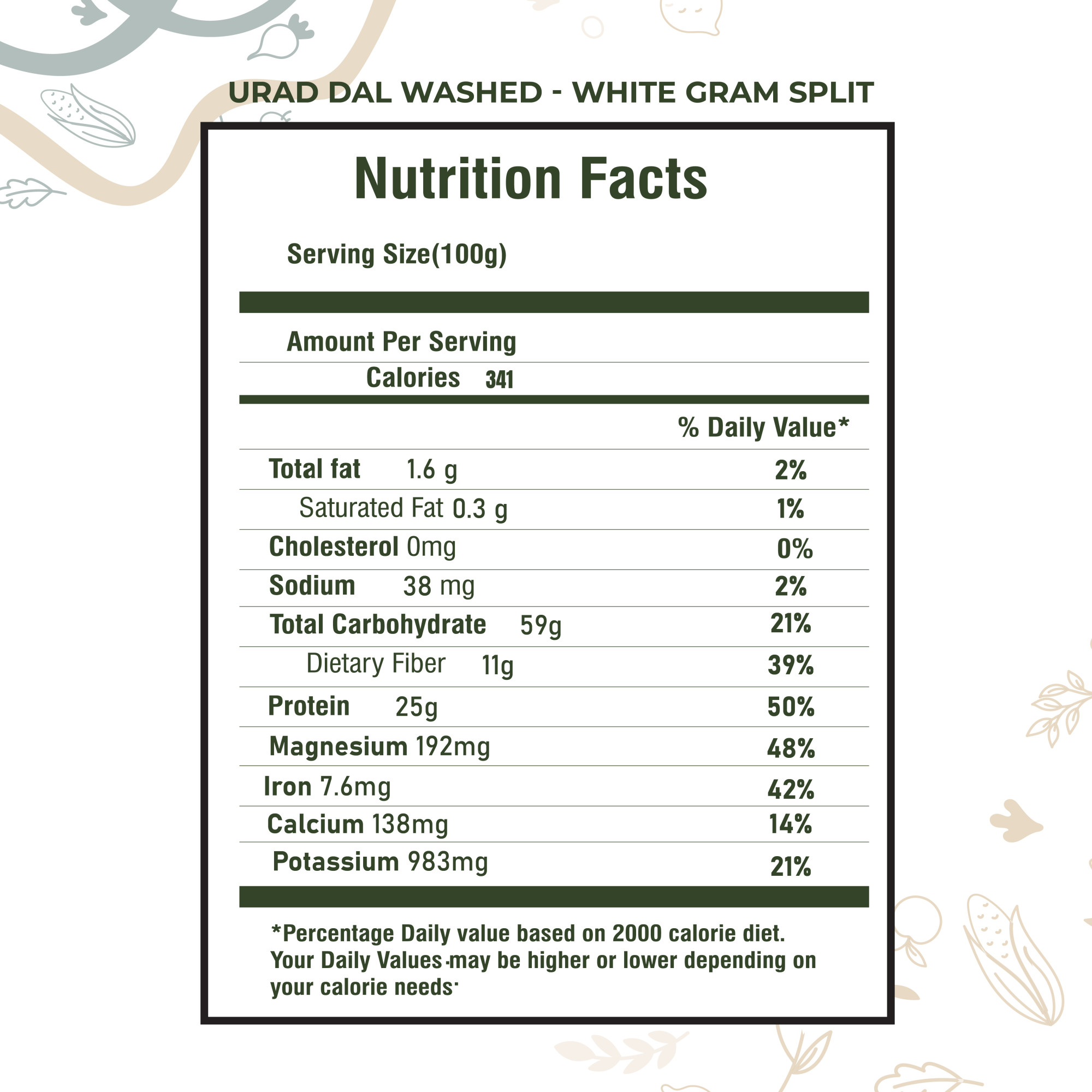 Organic Urad Dal Washed Dal 1kg