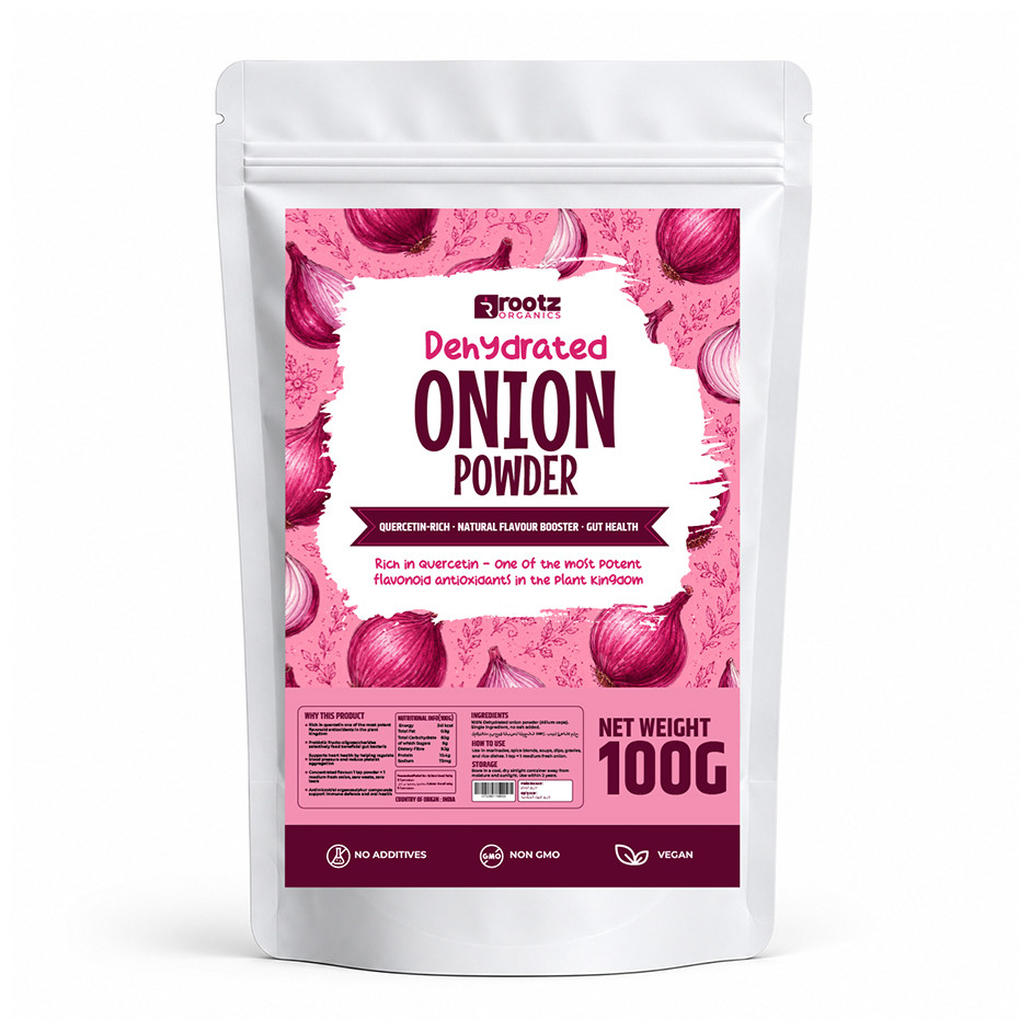 Onion Powder — Dehydrated · 100g | No Salt Added | Quercetin Antioxidant | Gut-Friendly | Rootz Organics UAE