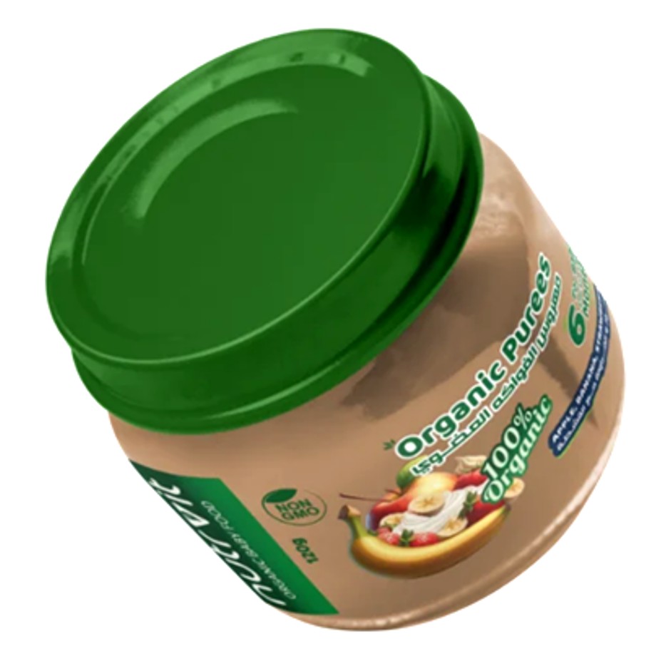 Organic Apple, Banana, Strawberry And Cream Puree, 120gm