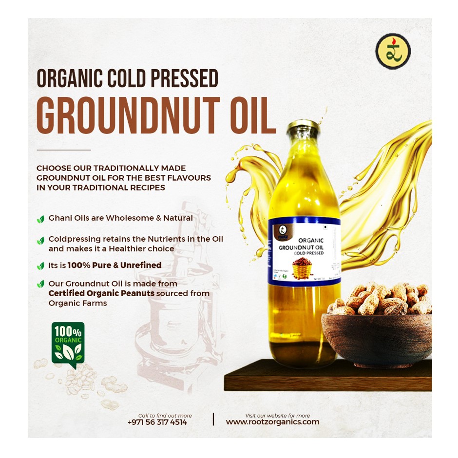 Organic Cold Pressed Groundnut Oil - 1lt