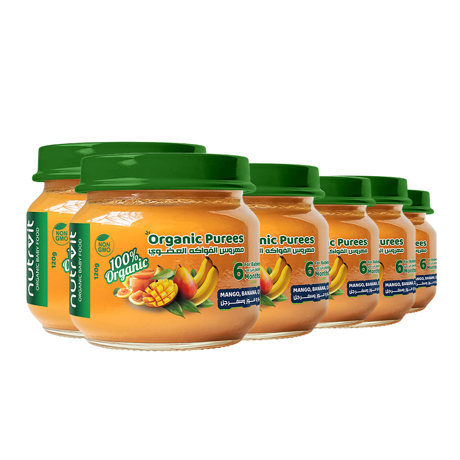 Organic Mango, Banana, Quince Puree 120gm - Pack of 6