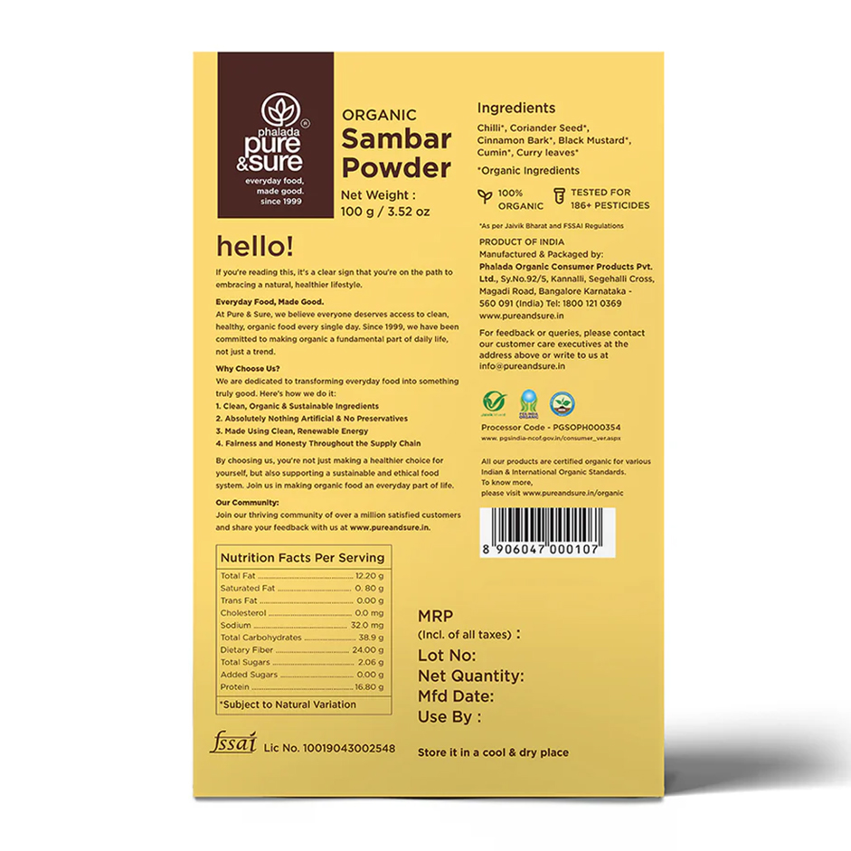 PURE&SURE - Organic Sambar Powder 100g