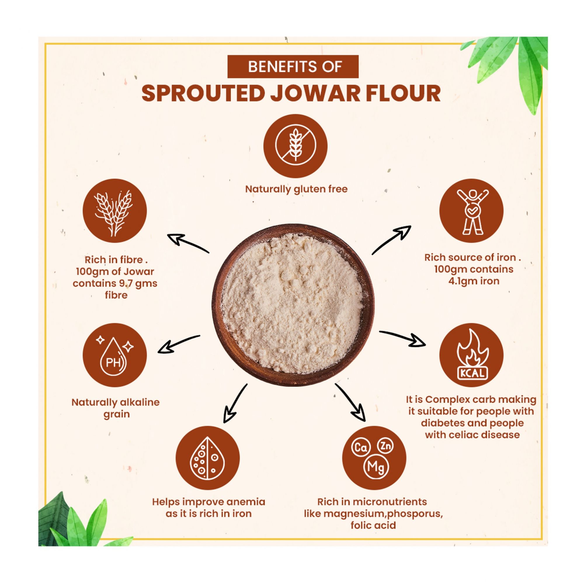 Organic Sprouted Jowar (Sorghum) Flour - 500gm