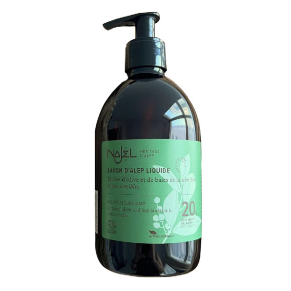 Image of Organic Aleppo Liquid Soap Organic Olive &amp; BLO 20% 500 ml
