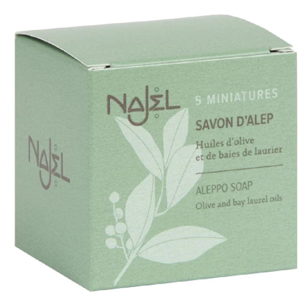 Image of Mini Natural Aleppo Soap Olive &amp; Bay Laurel Oils 5x20 g