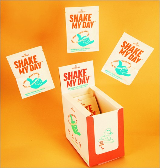 Heyday Shake My Day Organic Vanilla Flavour Plant-Based Protein Powder Box of 12 Sachets
