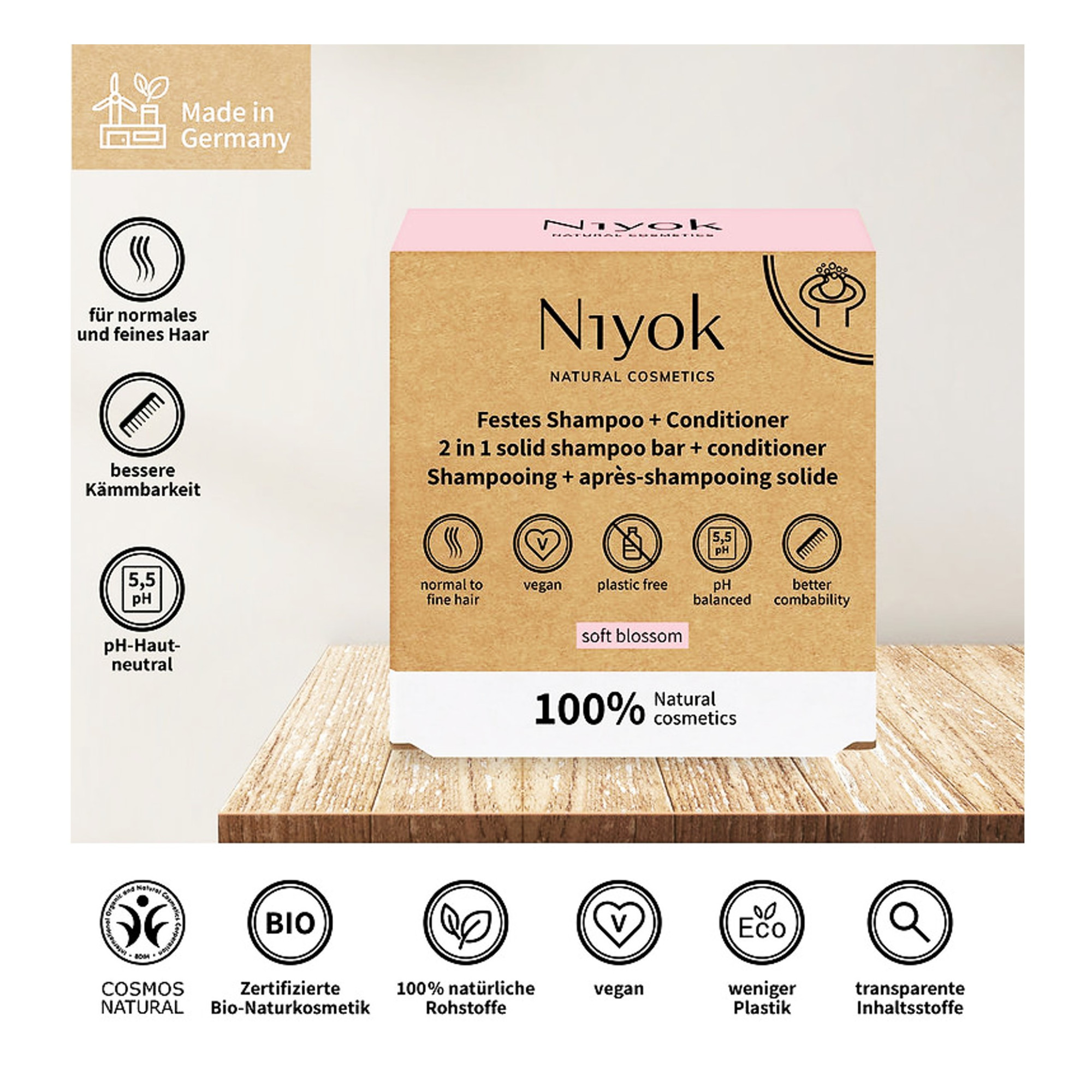 2 In 1 Shampoo Bar - Conditioner - Soft Blossom 80gr