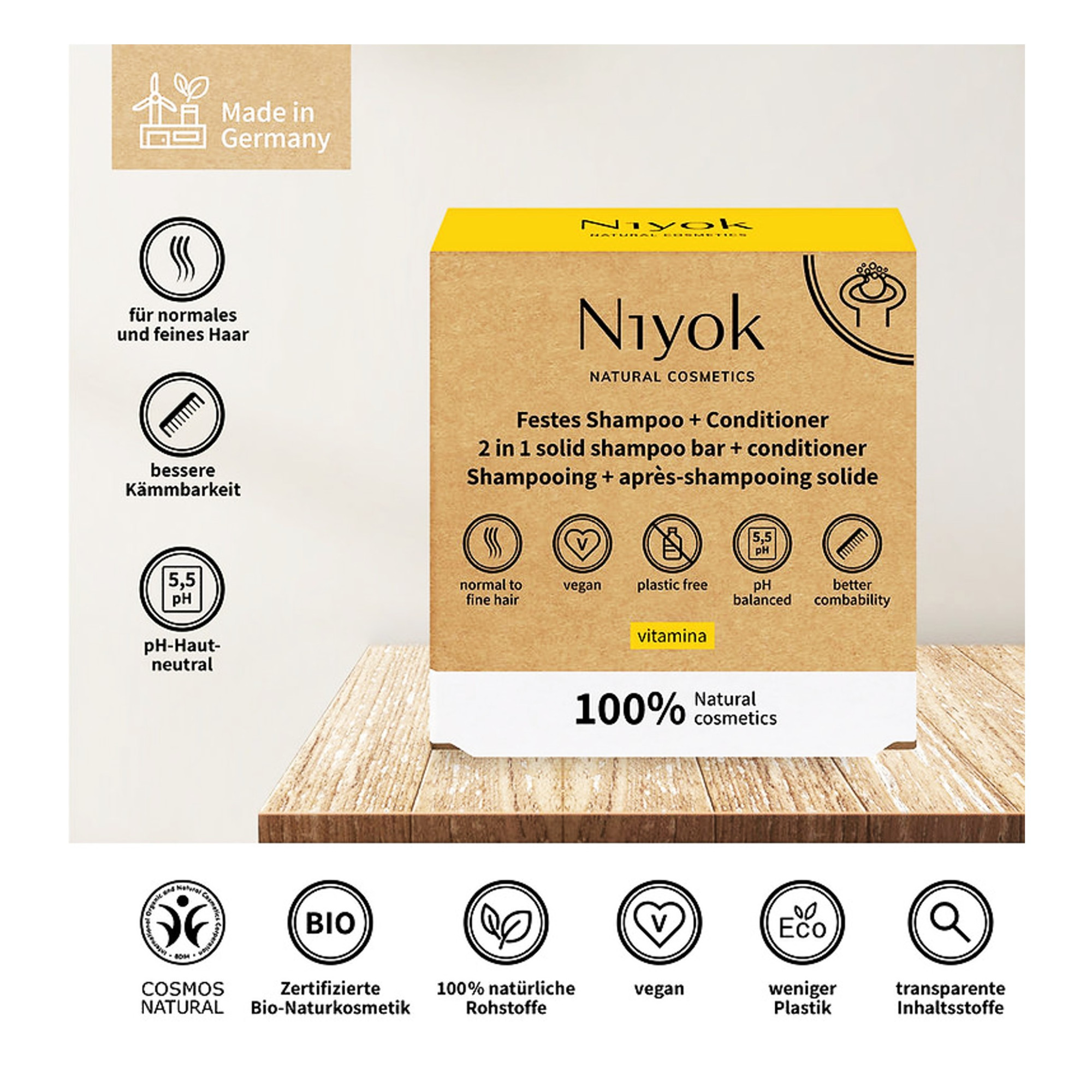 2 In 1 Shampoo Bar - Conditioner - Vitamina 80gr