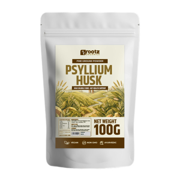Image of Rootz Organics Psyllium Husk Powder 100g – High Fibre Digestive Support Supplement